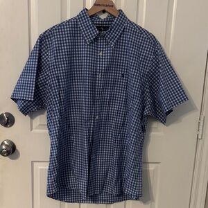 Ralph Lauren Blue and White Plaid Men's Shirt xxl short sleeve button up